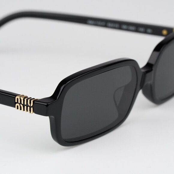 NEW Miu Miu MU11ZSF 16K5S0 Black Dark Grey Rectangle Unisex Sunglasses MU 11ZSF main image 7
